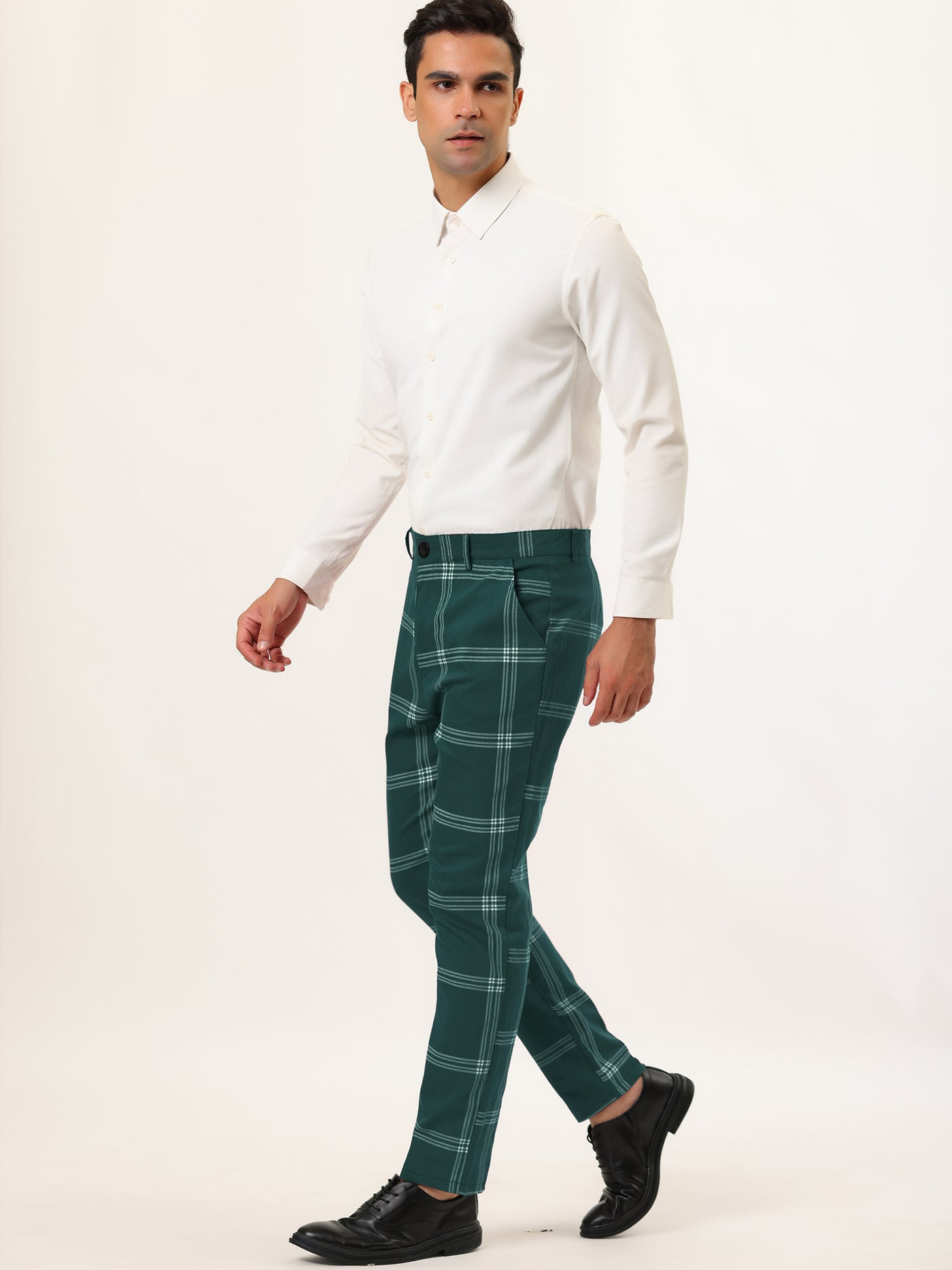 Bublédon Plaid Printed Chino Smart Casual Men Dress Pants