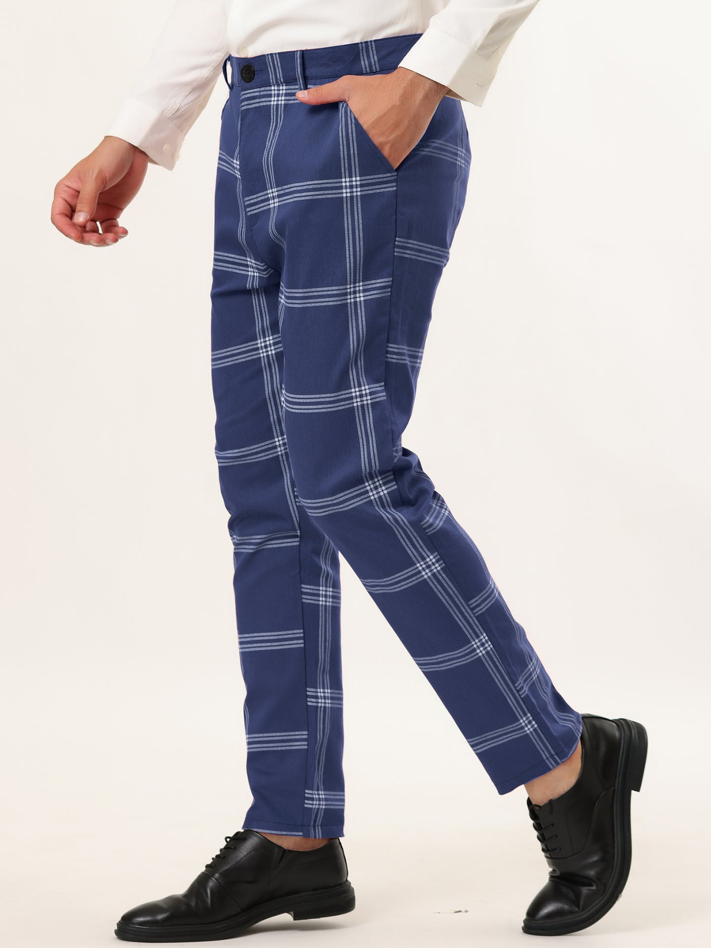 Bublédon Plaid Printed Chino Smart Casual Men Dress Pants