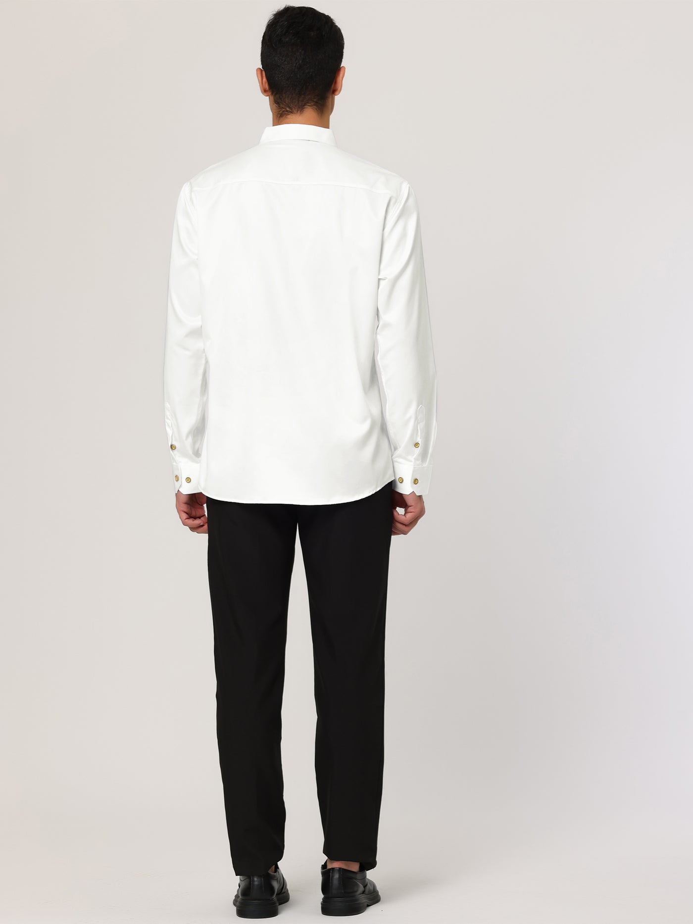 Bublédon Satin Long Sleeve Button Down Formal Party Shirts