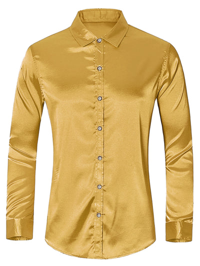 Satin Long Sleeve Button Down Formal Party Shirts