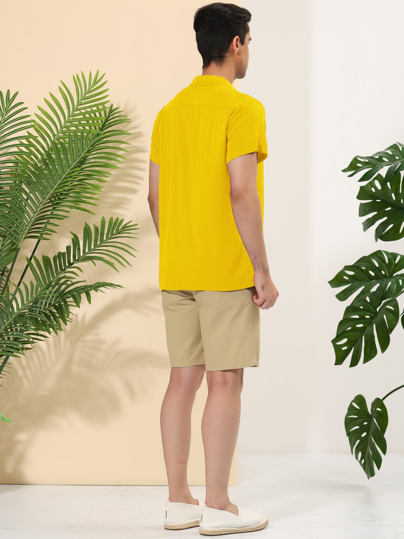 Bublédon Summer Camp Collar Short Sleeve Solid Beach Shirts