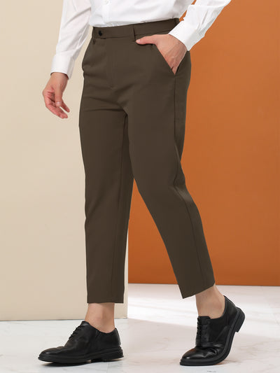 Men's Dress Pants Slim Fit Flat Front Solid Prom Trousers