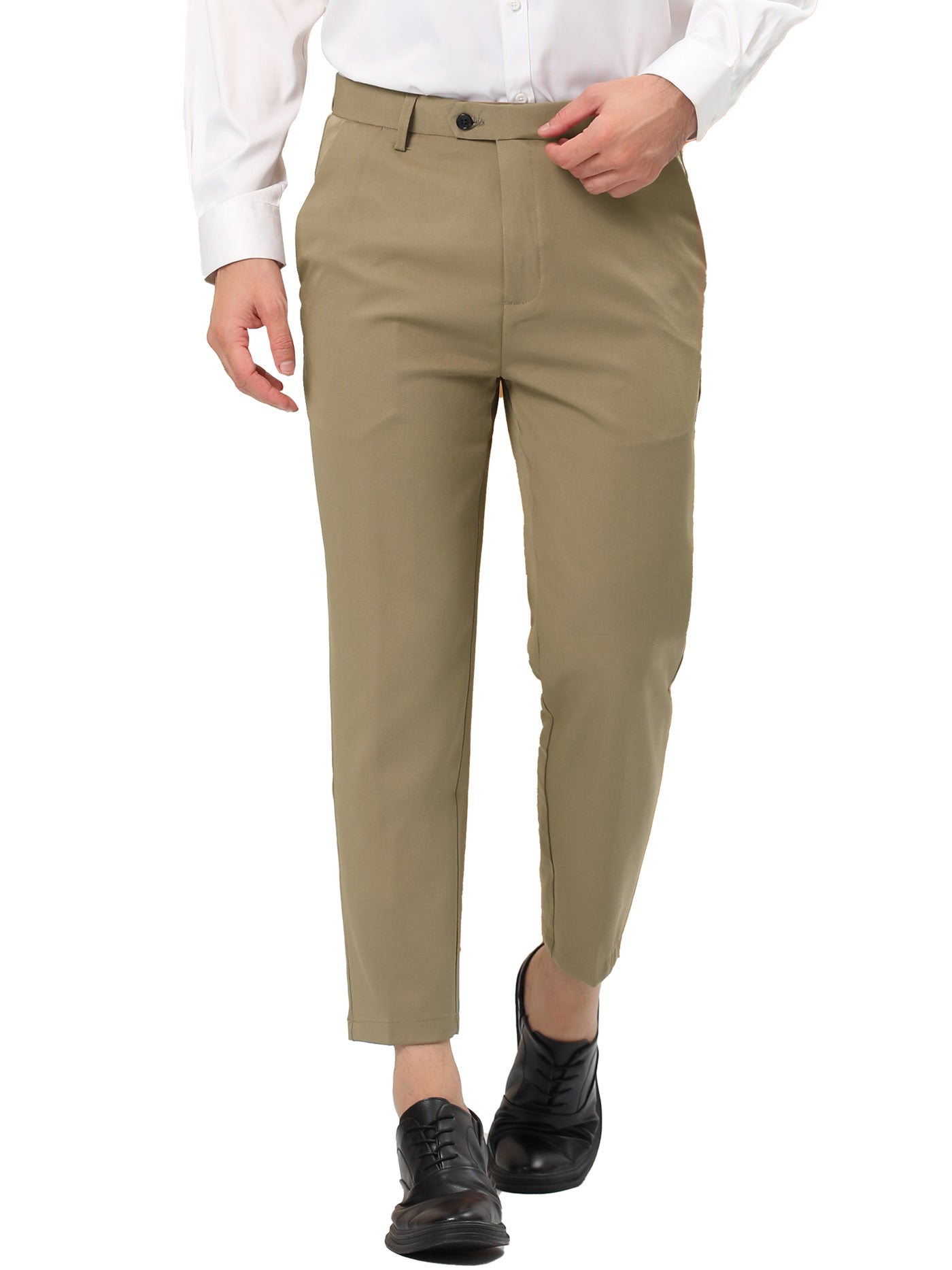 Bublédon Men's Dress Pants Slim Fit Flat Front Solid Prom Trousers