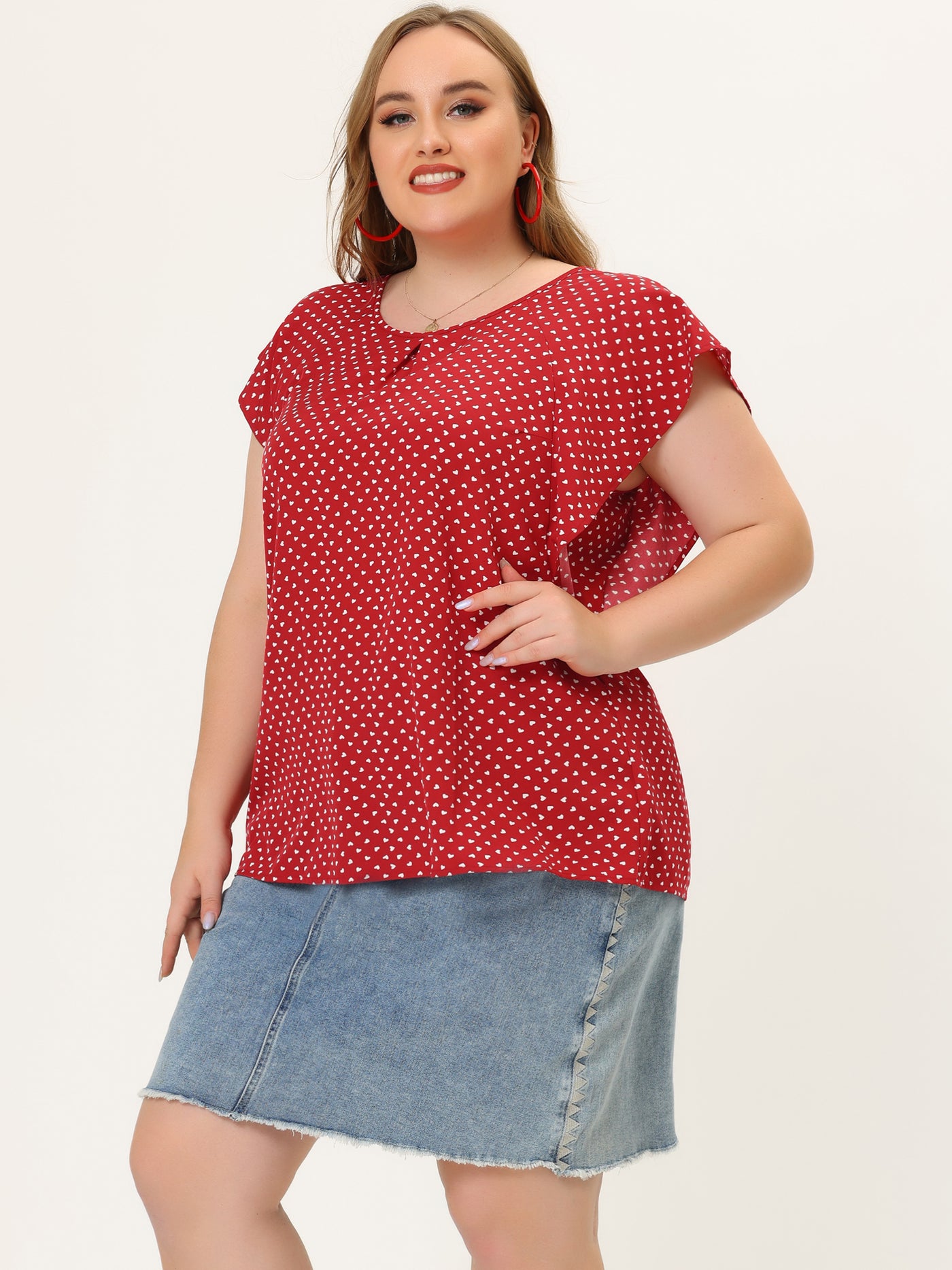 Bublédon Women's Plus Size Chiffon Polka Dot Tank Top