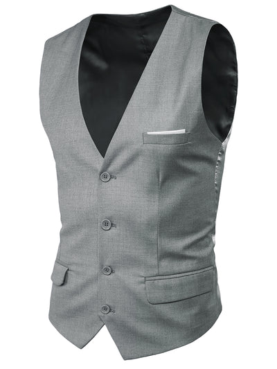 Men's Dress Waistcoat Slim Fit Button Down Sleeveless Formal Suit Vest