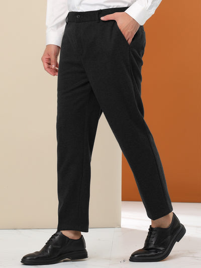 Men's Cropped Slim Fit Flat Front Elastic Waist Dress Pants