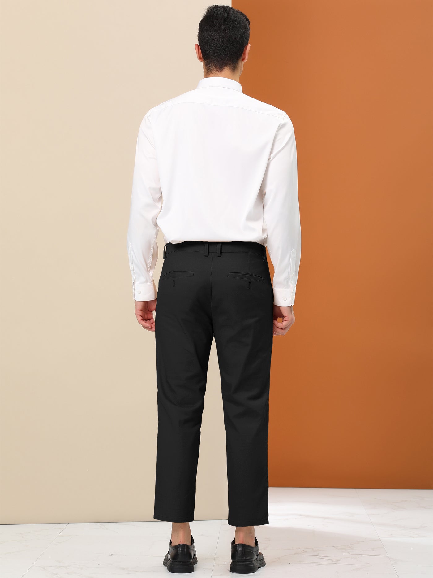 Bublédon Men's Dress Pants Casual Slim Fit Flat Front Cropped Trousers