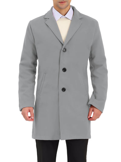 Men's Trench Coat Lapel Collar Single Breasted Warm Long Peacoat Overcoat