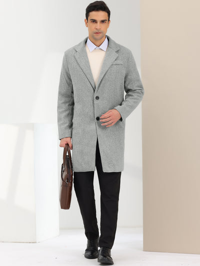 Men's Trench Coat Single Breasted Lapel Collar Mid-Length Solid Overcoat