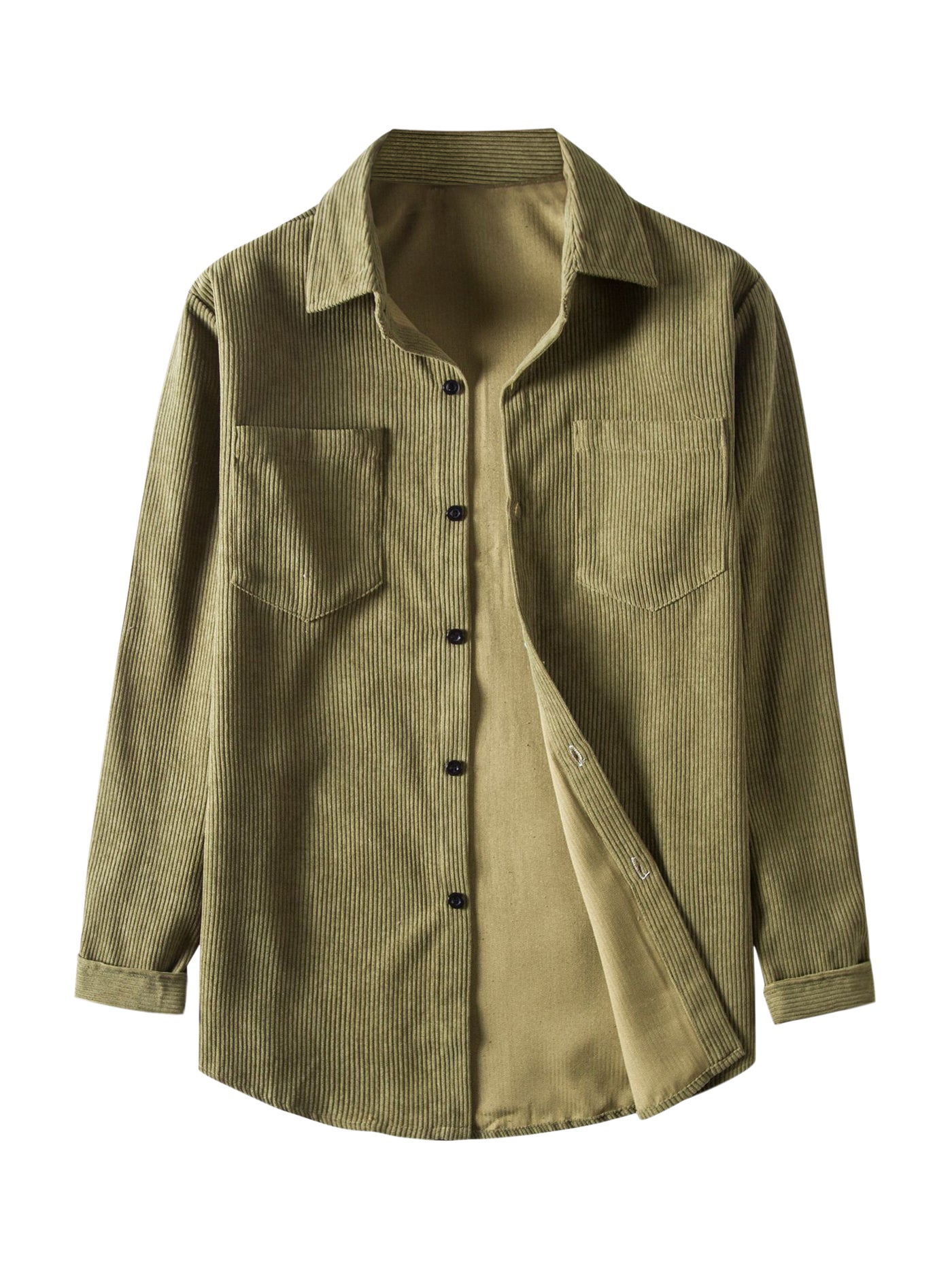 Bublédon Corduroy Shirt Button Down Fit Long Sleeves Shirts Jacket