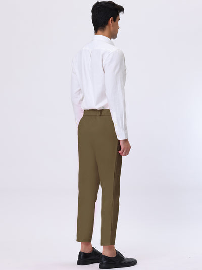 Men's Dress Cropped Pants Ankle Length Solid Classic Fit Business Trousers