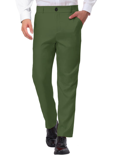 Classic Solid Color Mid Rise Full Length Dress Pants