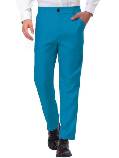 Classic Solid Color Mid Rise Full Length Dress Pants