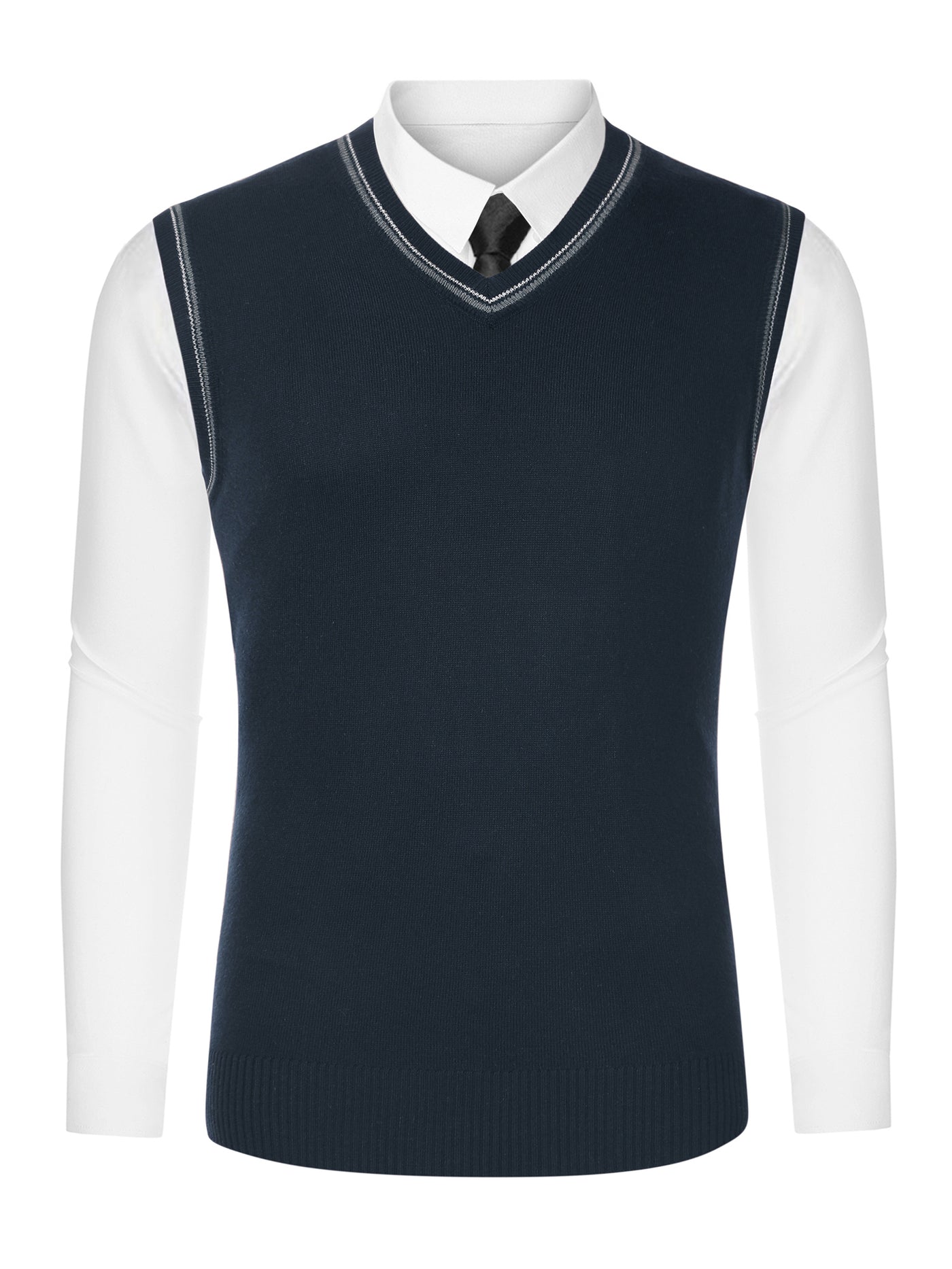 Bublédon Men's Business Slim Fit V Neck Sleeveless Knitted Pullover Sweater Vest