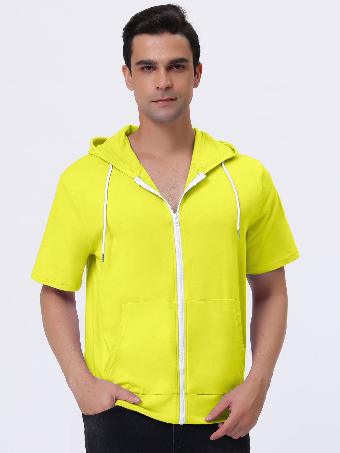 Bublédon Lightweight Solid Color Zip Up Short Sleeve Hoodies