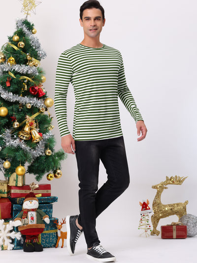 Men's Striped Crew Neck Stripe Basic Long Sleeve Shirt