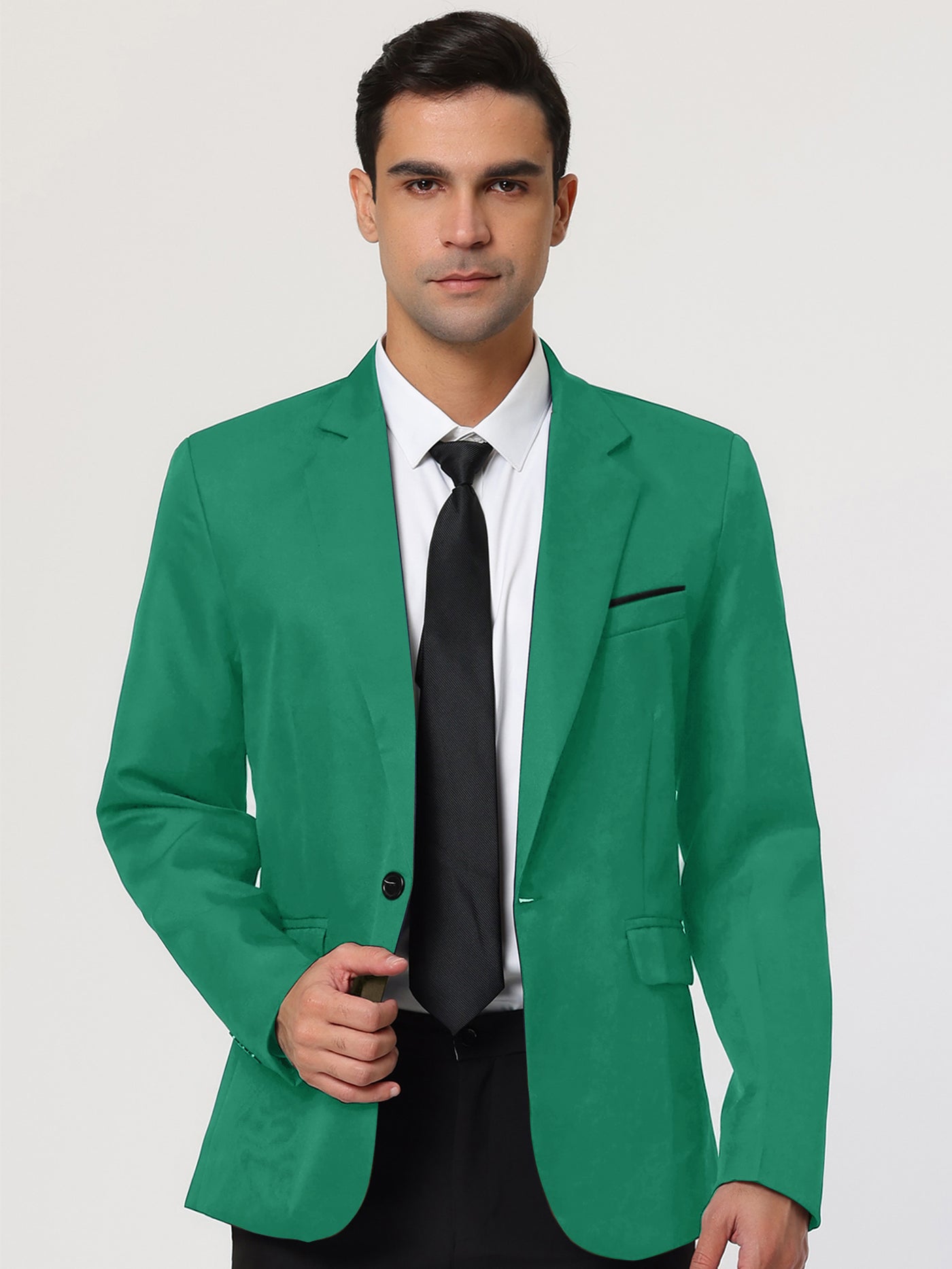 Bublédon Basic Notch Lapel Solid Color One Button Suit Blazer