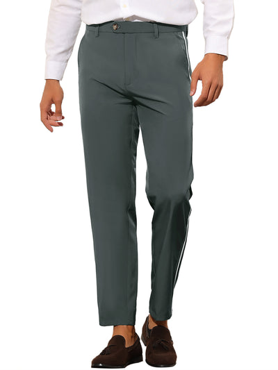 Men's Contrast Color Flat Front Panel Striped Dress Pants