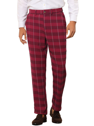 Men's Plaid Casual Slim Fit Lightweight Tapered Checked Pants