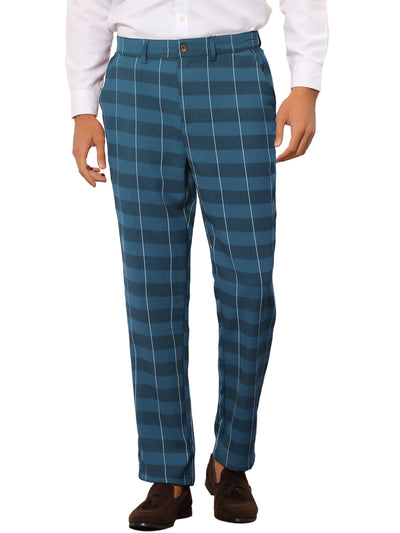 Men's Plaid Casual Slim Fit Lightweight Tapered Checked Pants