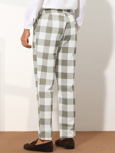 Men's Plaid Regular Fit Contrast Color Casual Business Checked Pants