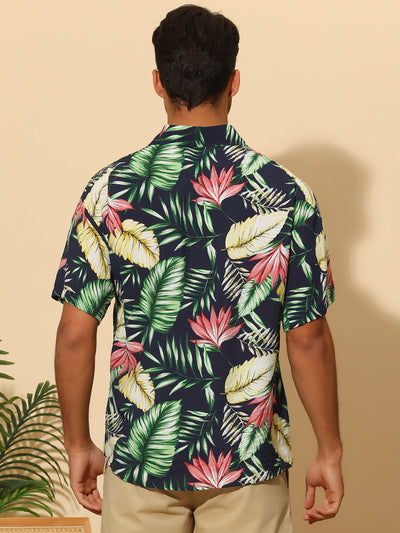 Hawaiian Flower Shirt for Men's Short Sleeves Button Down Summer Beach Floral Shirts