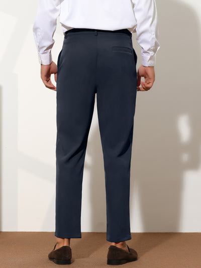 Dress Pants for Men's Tapered Solid Color Slim Fit Pleated Front Trousers