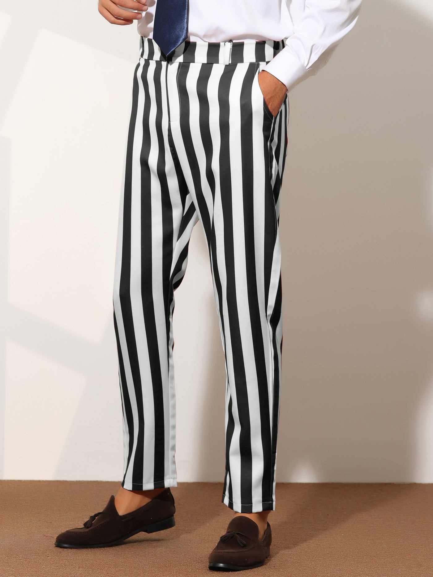 Regular Fit Linen-blend Pants - White/striped - Men | H&M US