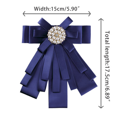 Women's Ribbon Brooch Bowknot Necktie Bridegroom Wedding Party Pin Collar Bow Tie